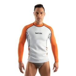 Seac Fit Neoprenshirt 2 Mm Langärmlig Weiß/orange